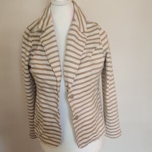 Isaac Mizrahi Beige and Cream Striped Blazer
